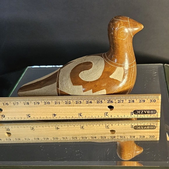 VTG Tonala Mexican Folk Art Burnished Etched Clay Pottery Duck Bird Figurine - Picture 11 of 11